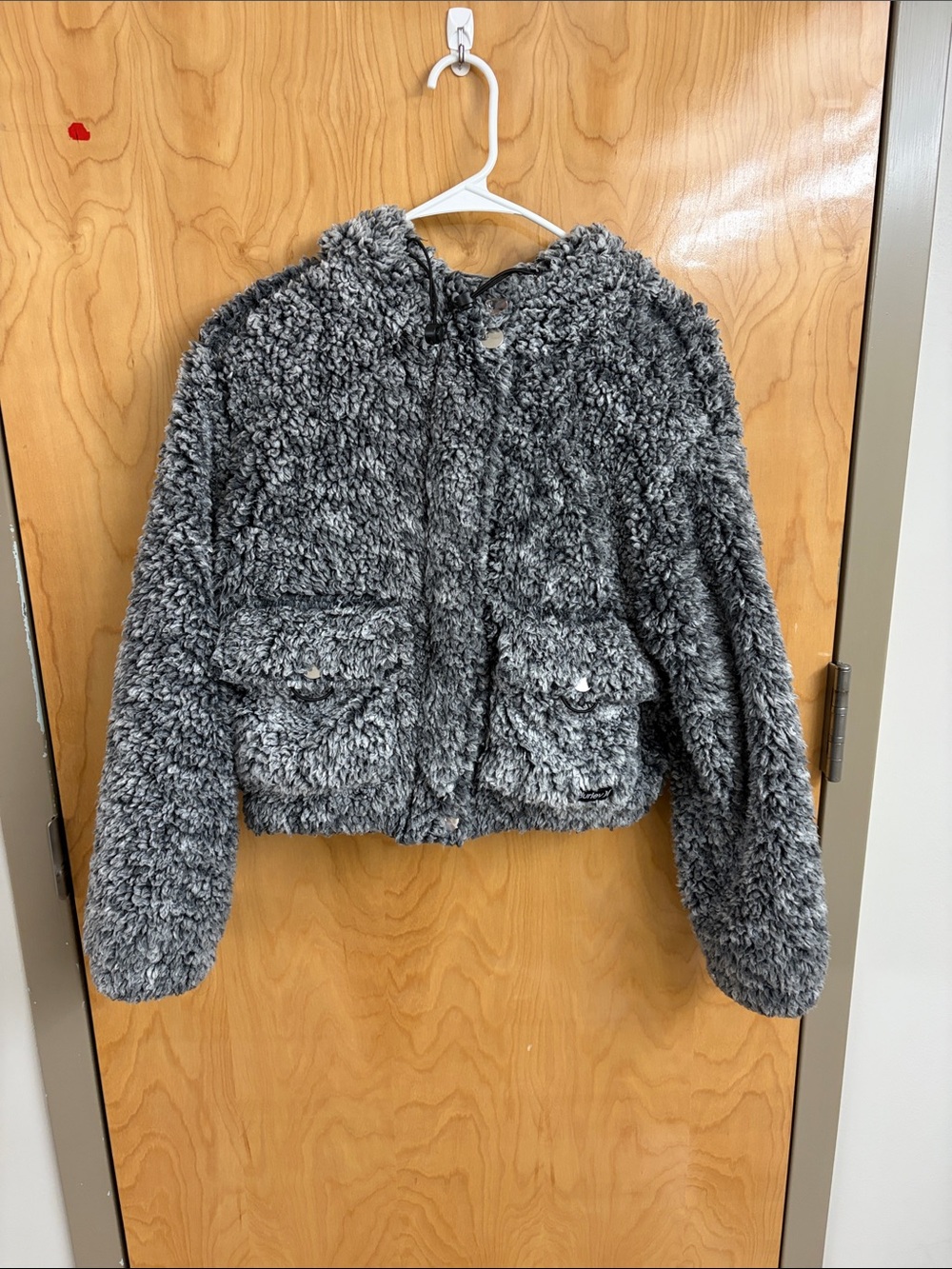 Hurley Gray Faux Shearling Teddy Jacket with Hood